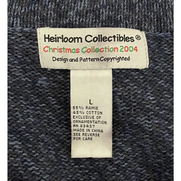Heirloom Collection Vintage Beaded Snowflake Sweater Jacket Blue Women’s Large - Picture 14 of 15